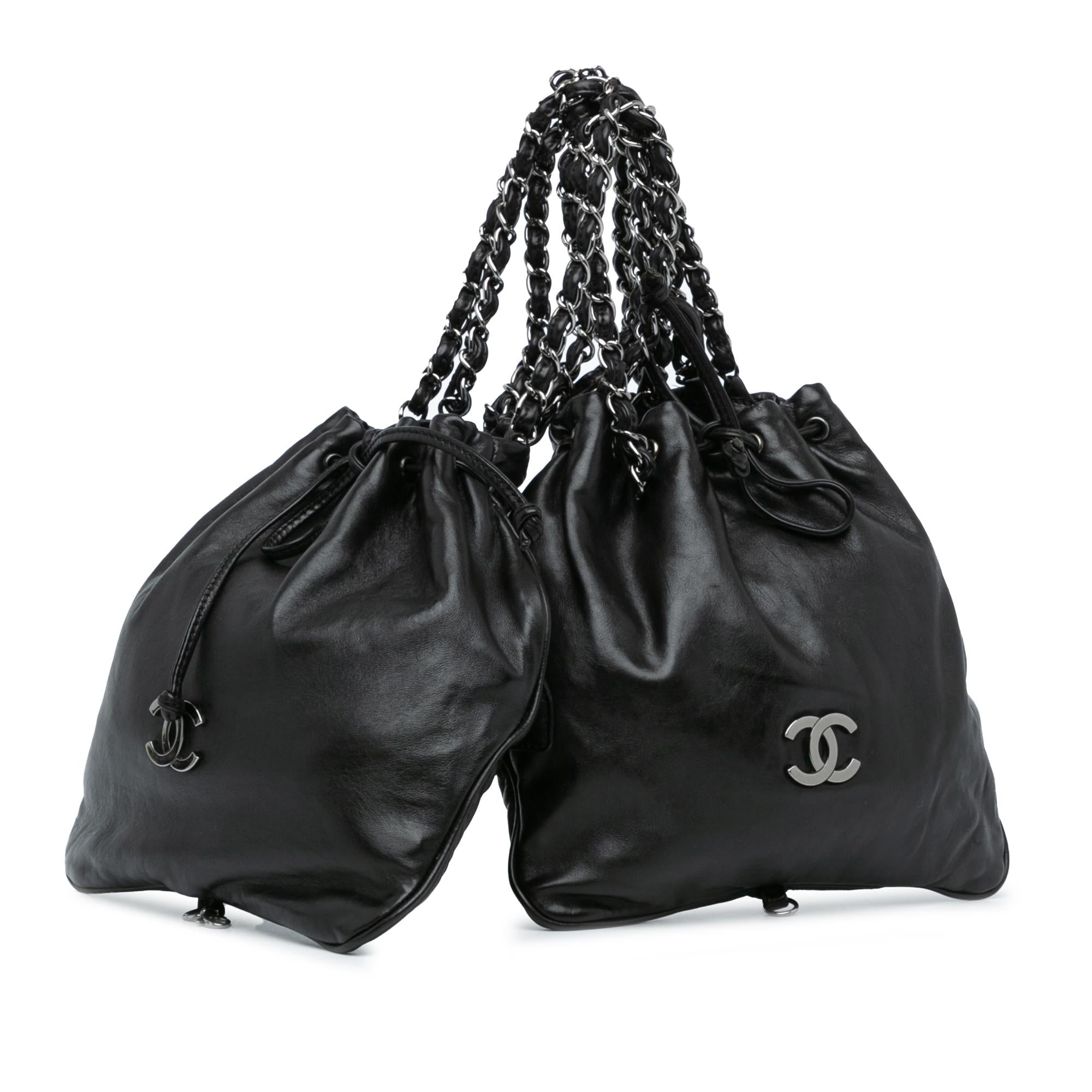 Chanel CC Calfskin Dual Twin Chain Handbag