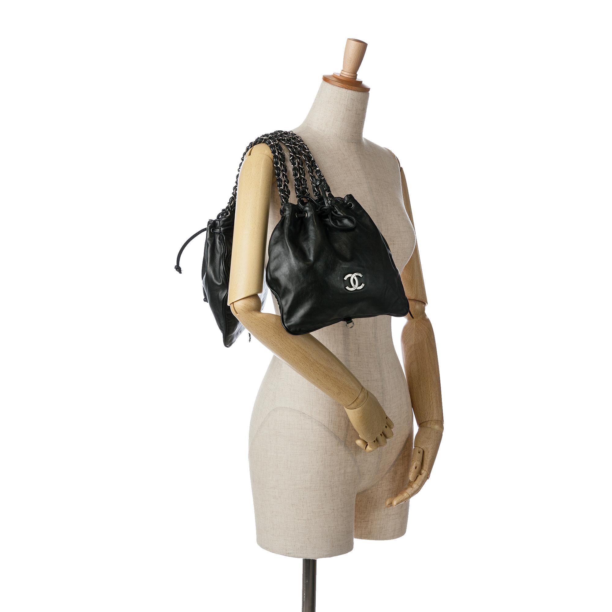 Chanel CC Calfskin Dual Twin Chain Handbag