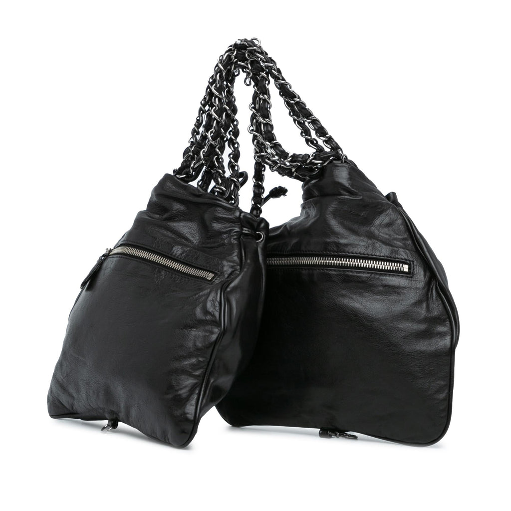 Chanel CC Calfskin Dual Twin Chain Handbag