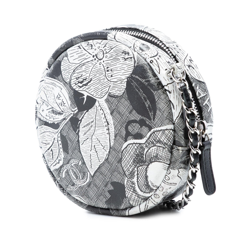 Chanel CC Calfskin Floral Round Clutch on Chain