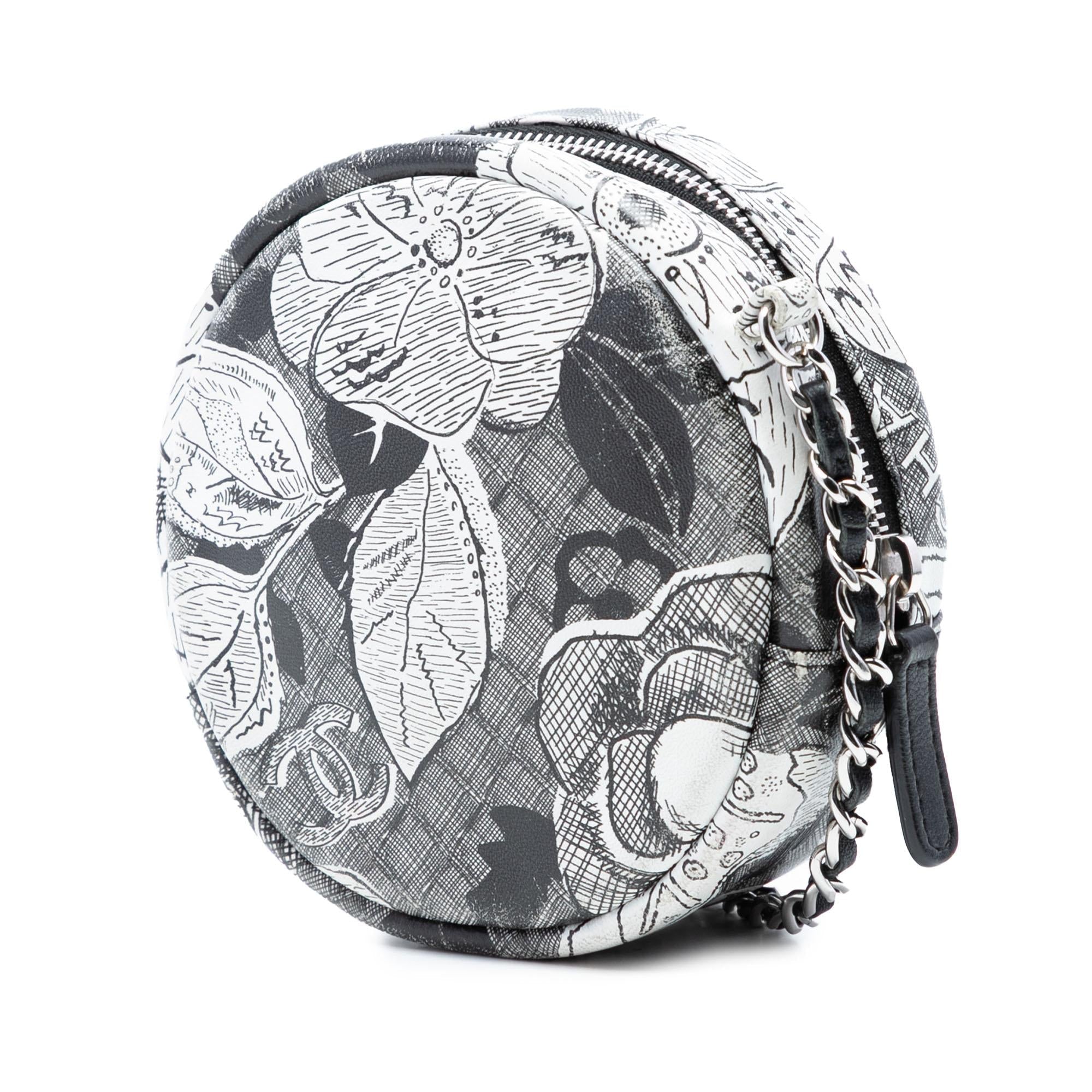 Chanel CC Calfskin Floral Round Clutch on Chain