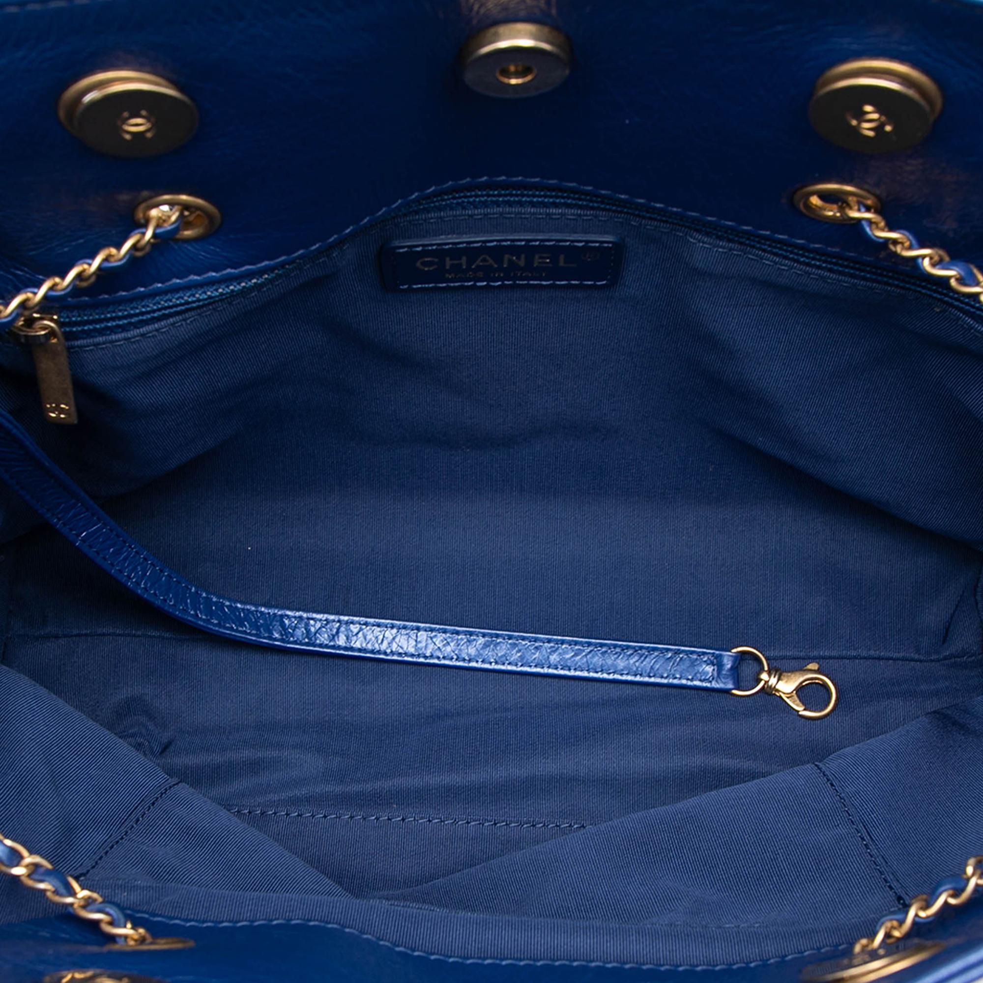 Chanel CC Calfskin Front Zip Drawstring Chain Tote
