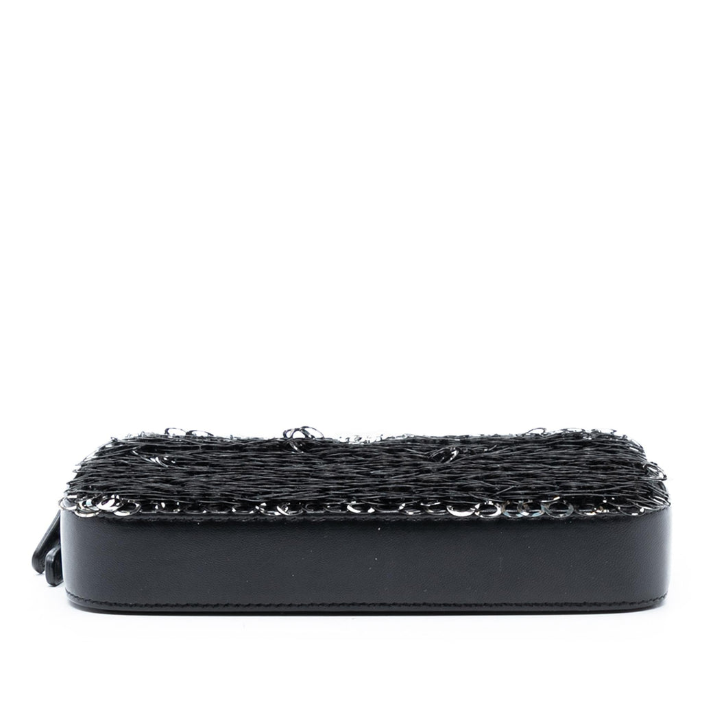 Chanel CC Calfskin and Sequin Double Zip Wallet on Chain