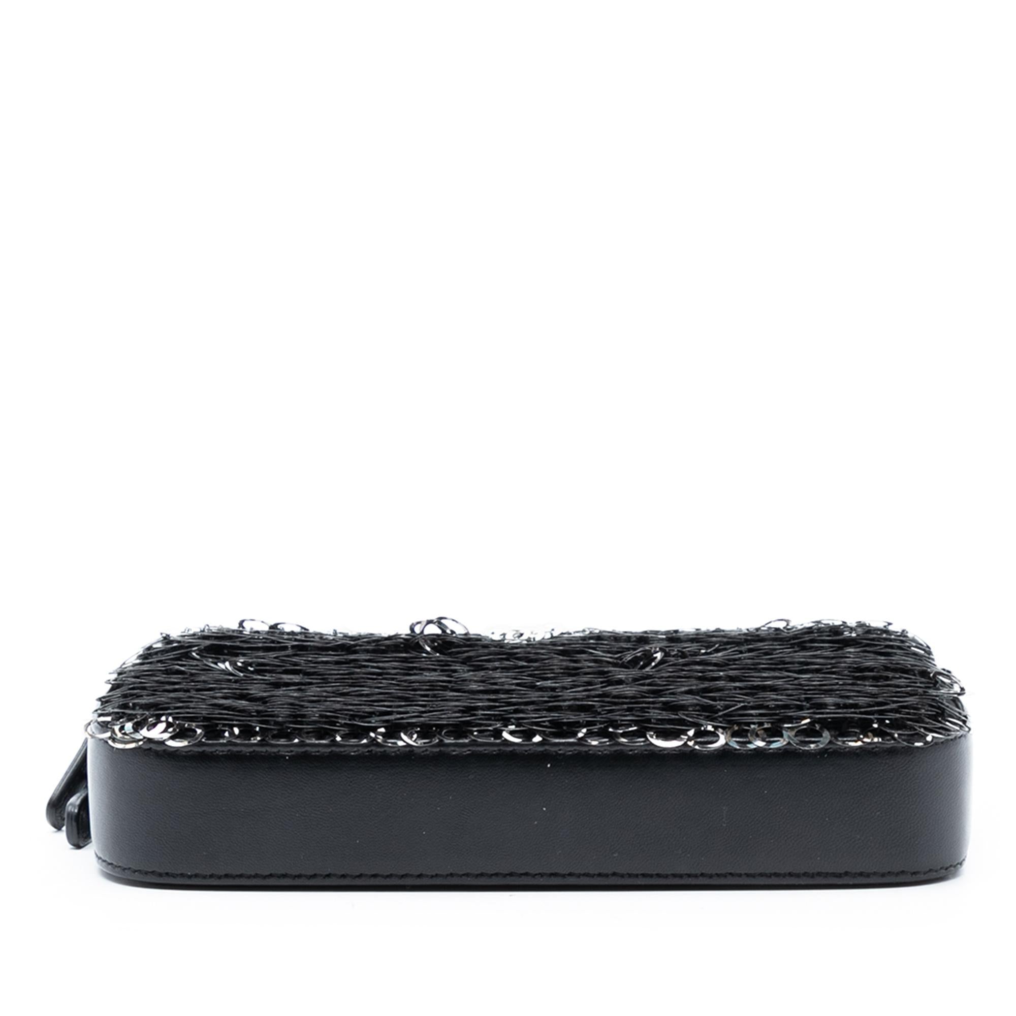 Chanel CC Calfskin and Sequin Double Zip Wallet on Chain