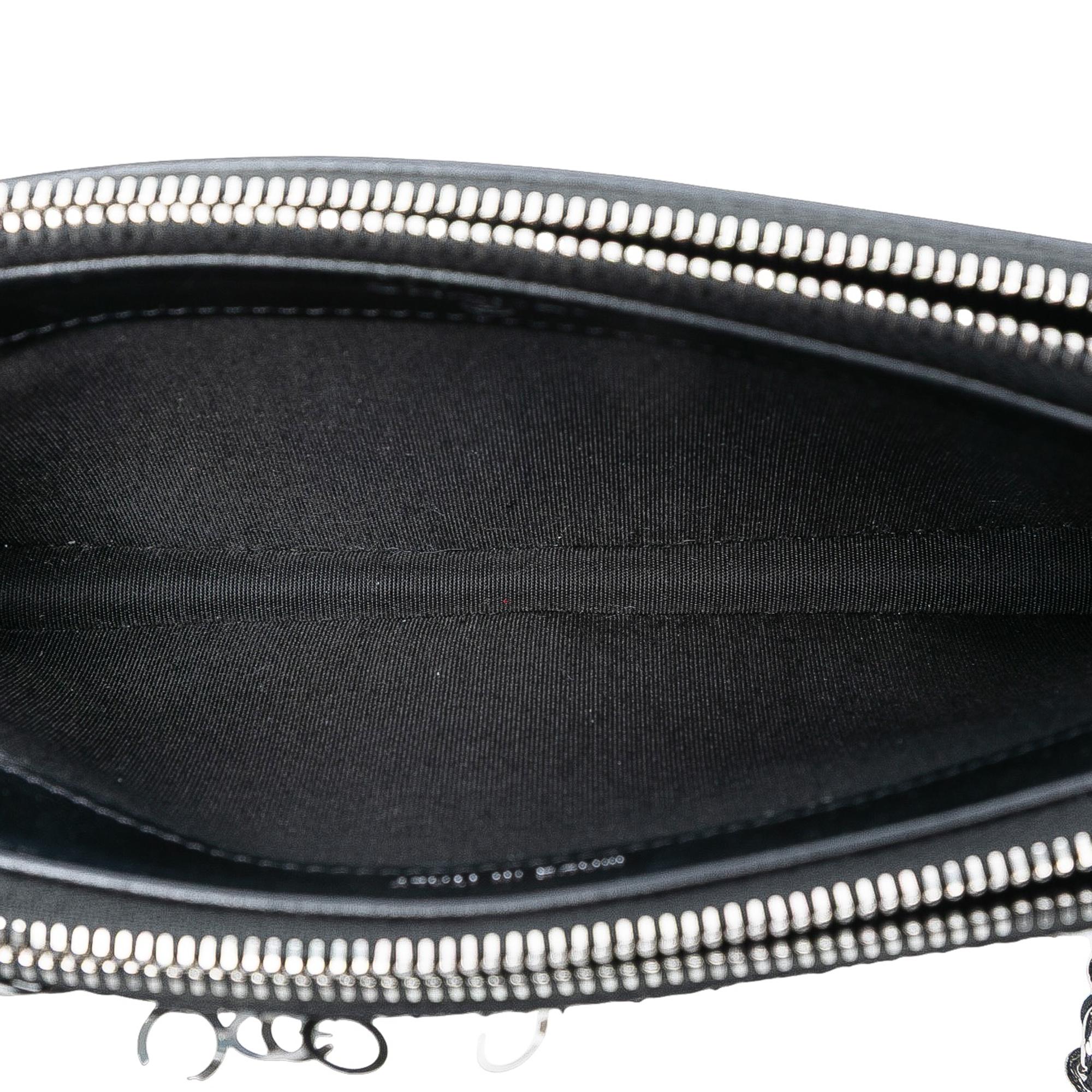 Chanel CC Calfskin and Sequin Double Zip Wallet on Chain