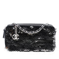 Chanel CC Calfskin and Sequin Double Zip Wallet on Chain