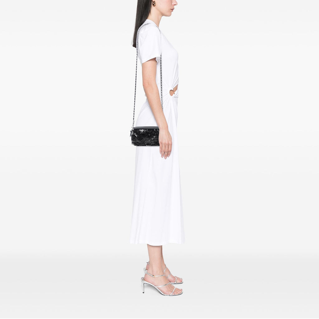 Chanel CC Calfskin and Sequin Double Zip Wallet on Chain