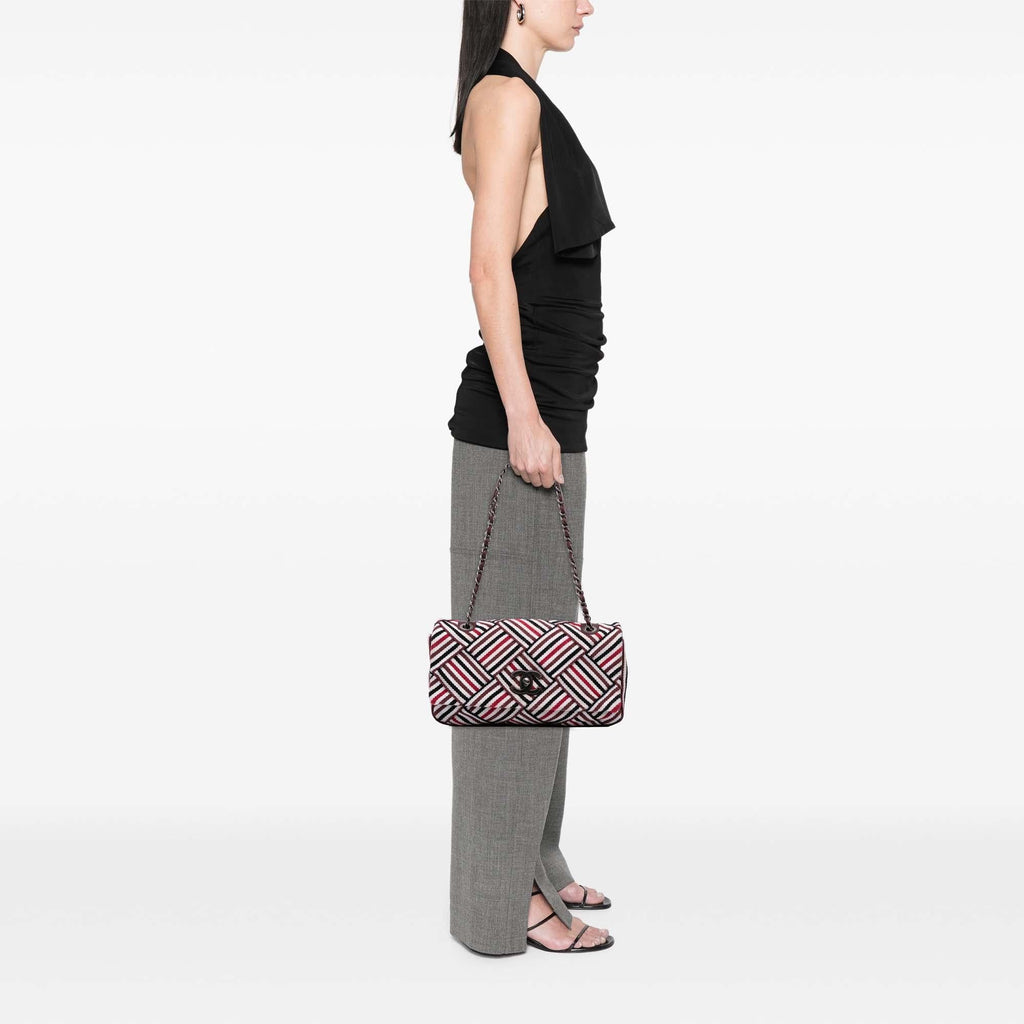 Chanel CC Canvas Stripe Flap