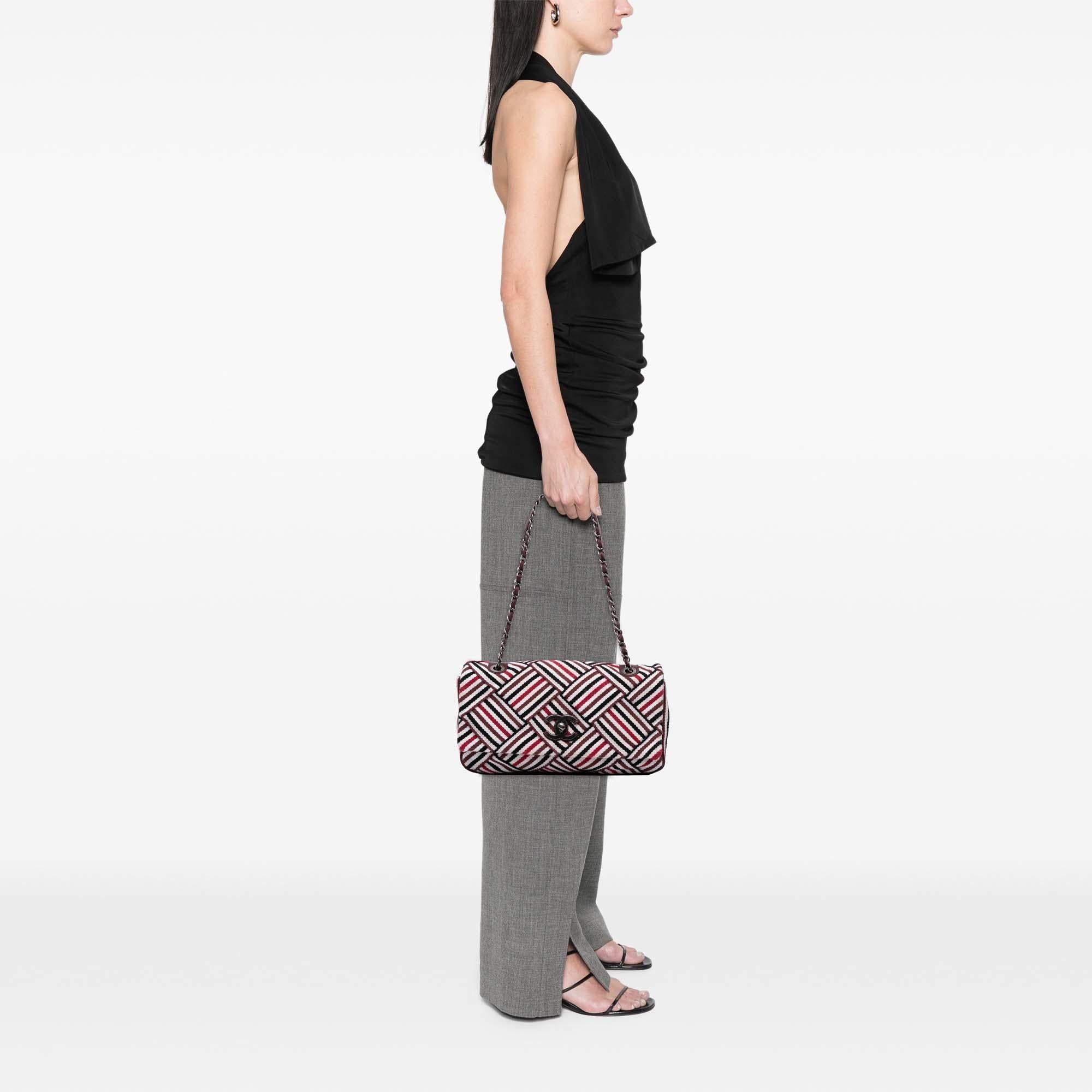 Chanel CC Canvas Stripe Flap