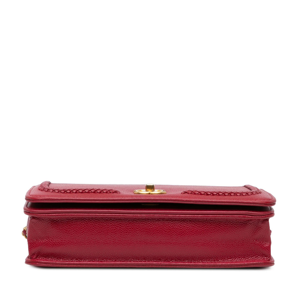 Chanel CC Caviar Braided Trim Wallet On Chain (SHG-F9vaqu)