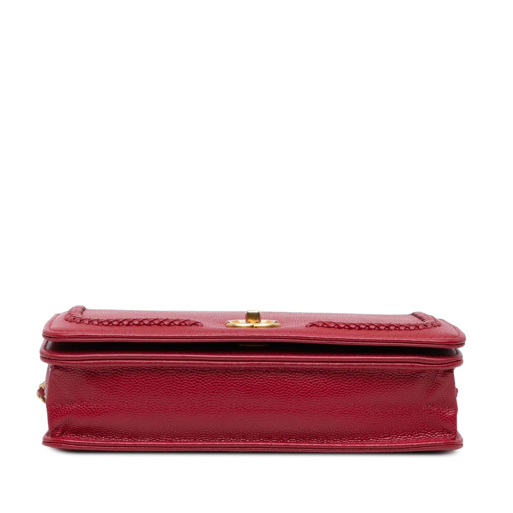 Chanel CC Caviar Braided Trim Wallet On Chain (SHG-F9vaqu)
