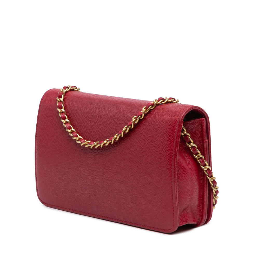 Chanel CC Caviar Braided Trim Wallet On Chain (SHG-F9vaqu)