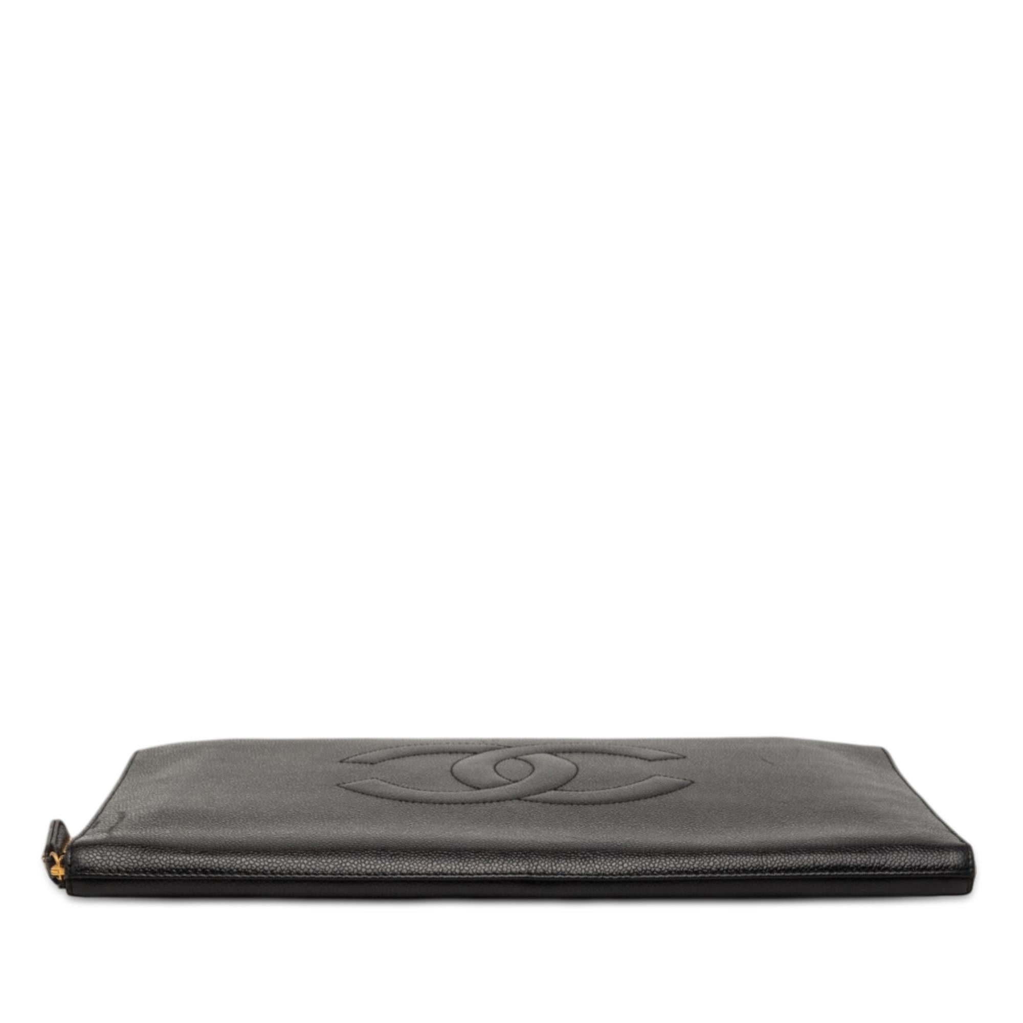 Chanel CC Caviar Documents Portfolio Clutch