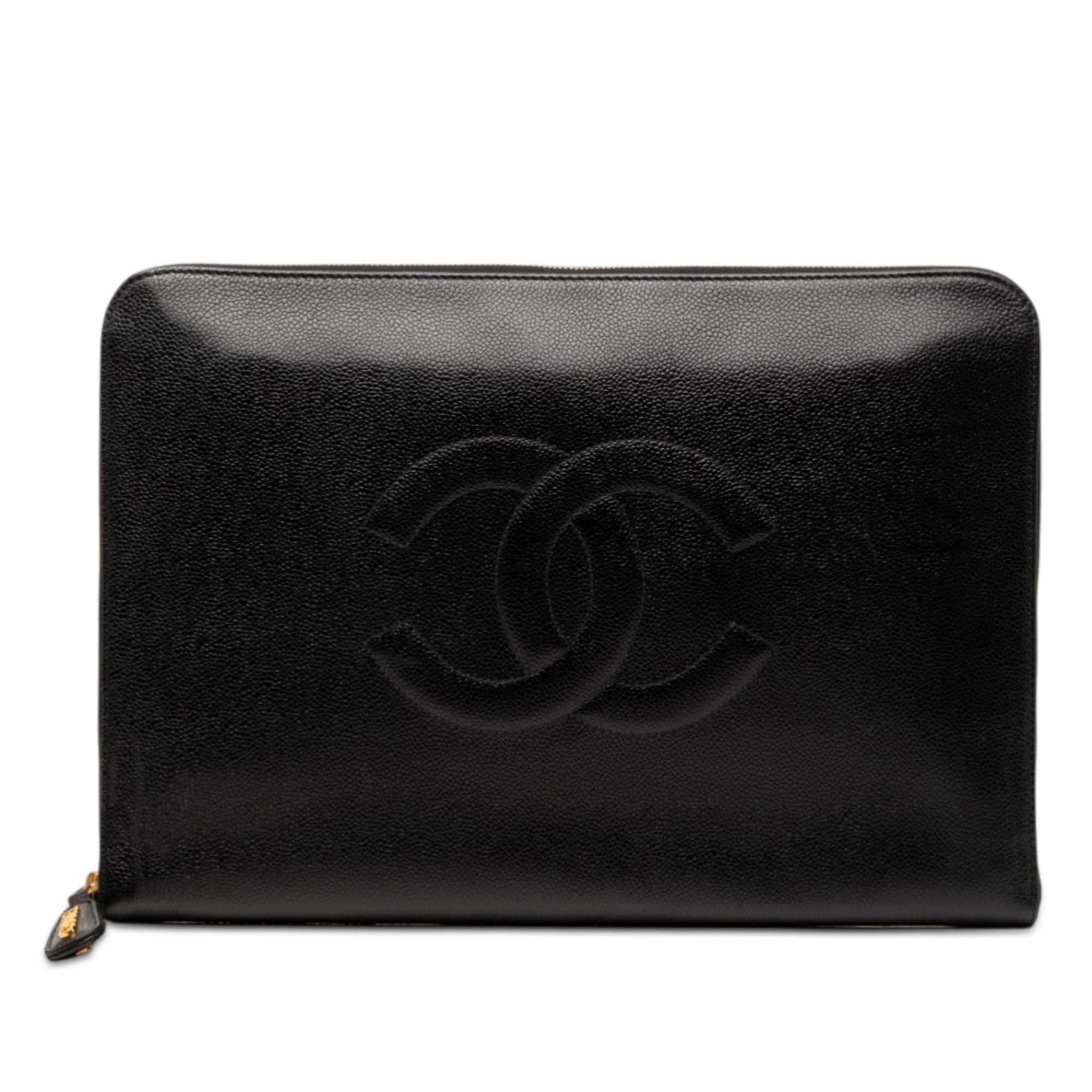 Chanel CC Caviar Documents Portfolio Clutch