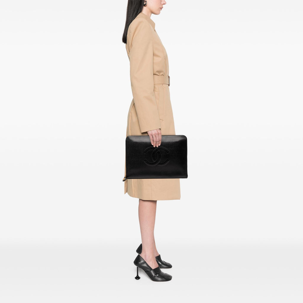 Chanel CC Caviar Documents Portfolio Clutch