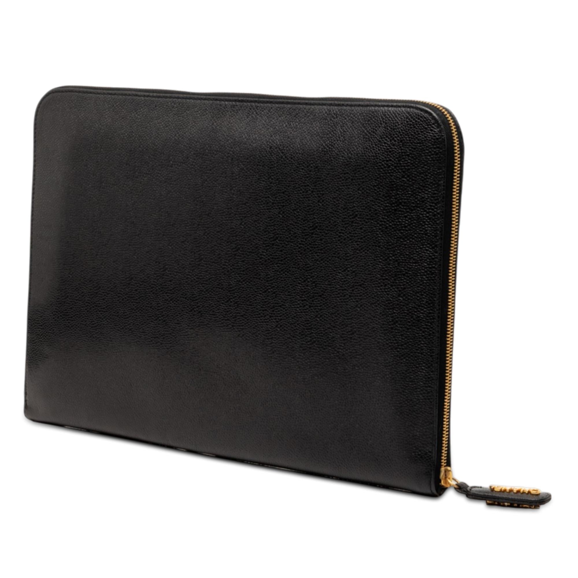 Chanel CC Caviar Documents Portfolio Clutch