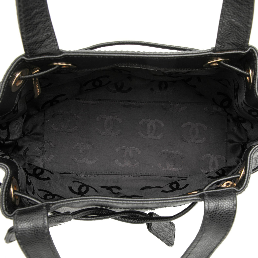 Chanel CC Caviar Drawstring Tote