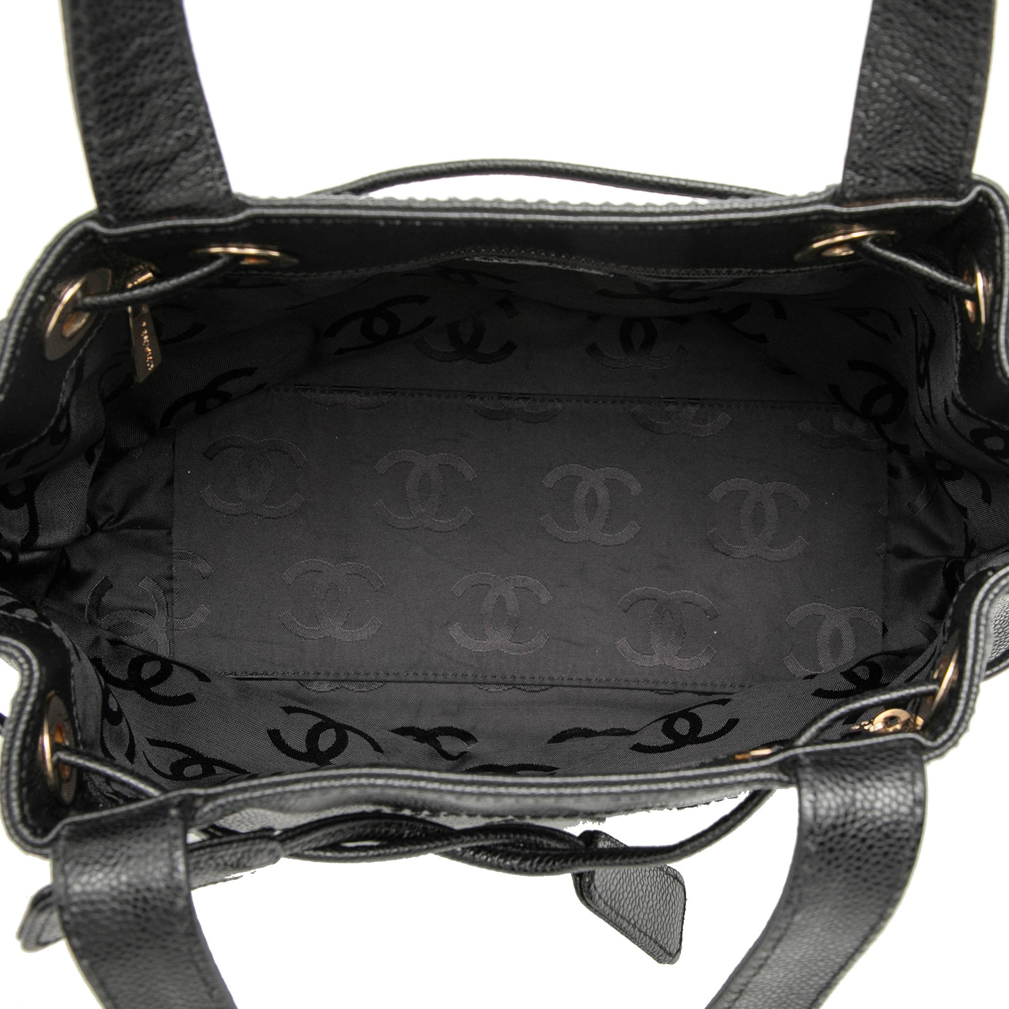 Chanel CC Caviar Drawstring Tote