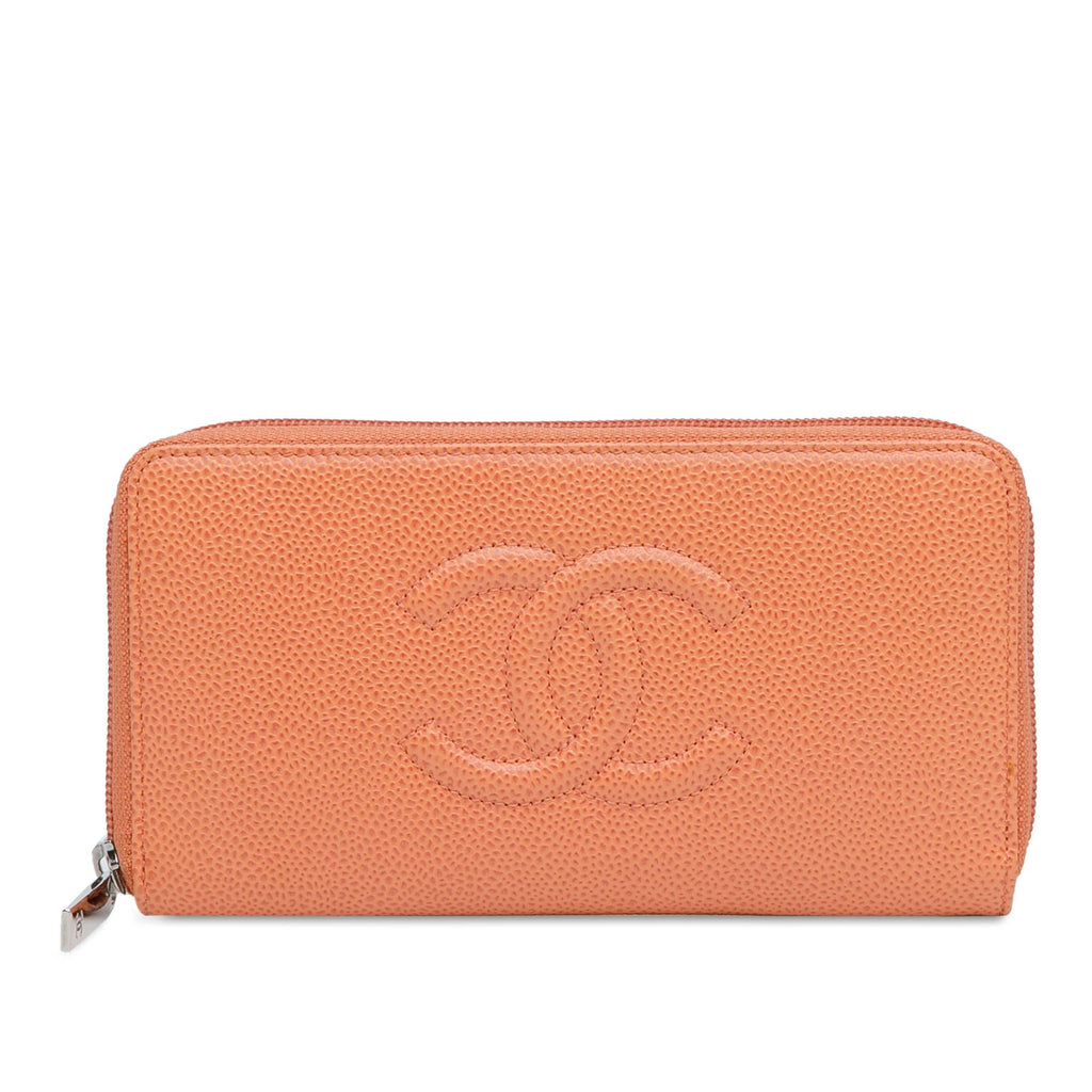 Chanel CC Caviar Leather Zip Around Long Wallet (SHG-M5pi7x)