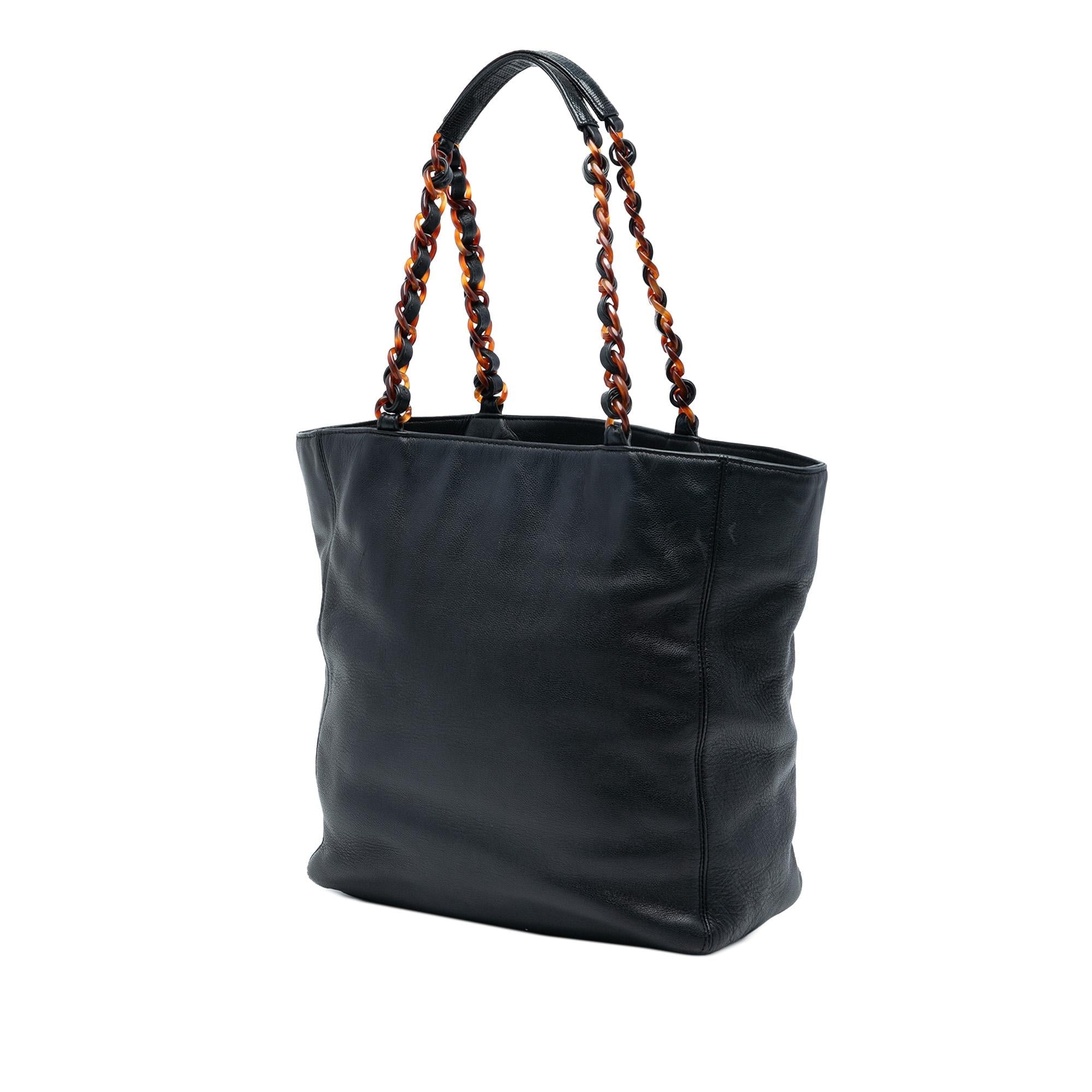 Chanel CC Caviar Tortoise Chain Tote