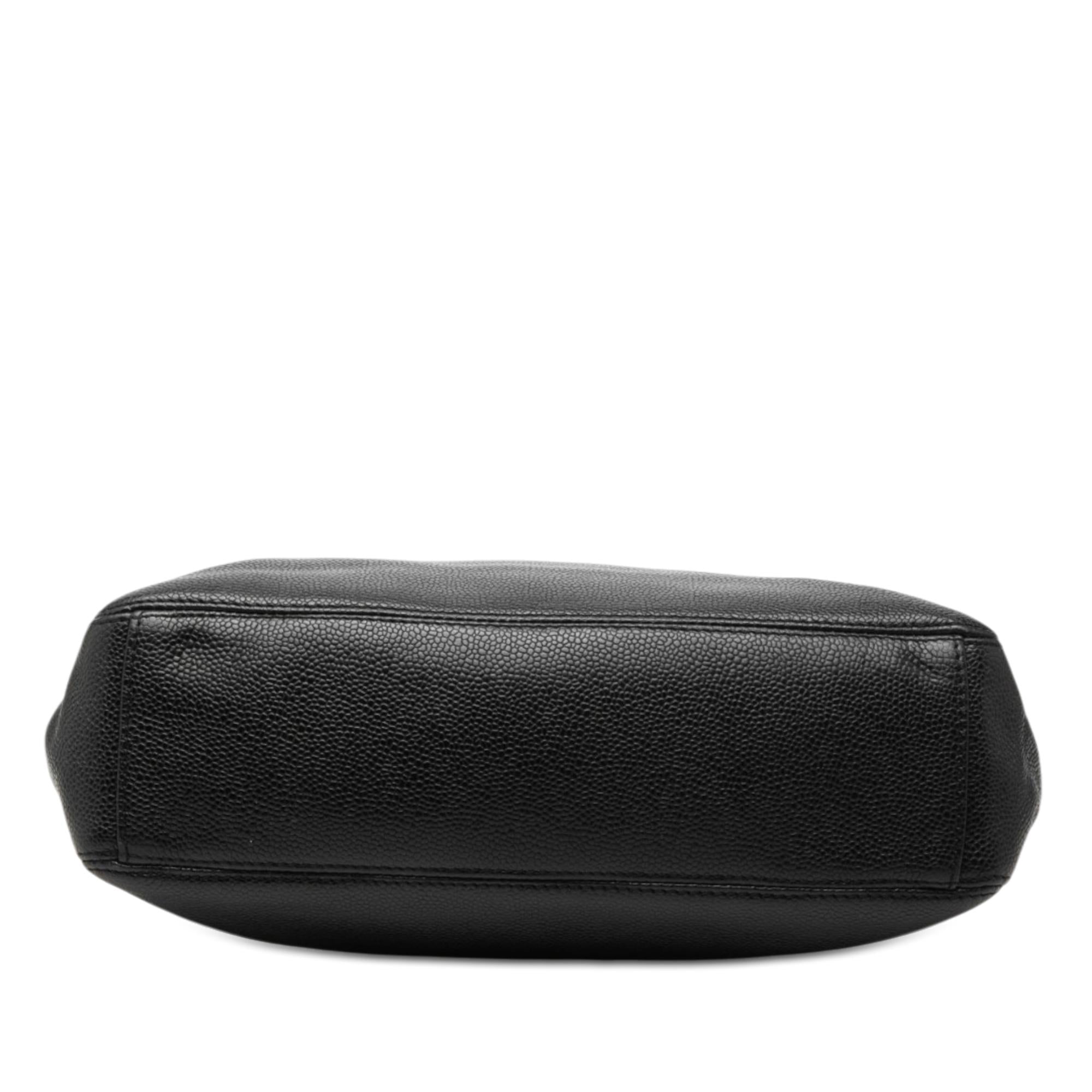 Chanel CC Caviar Wood Top Handle Bag