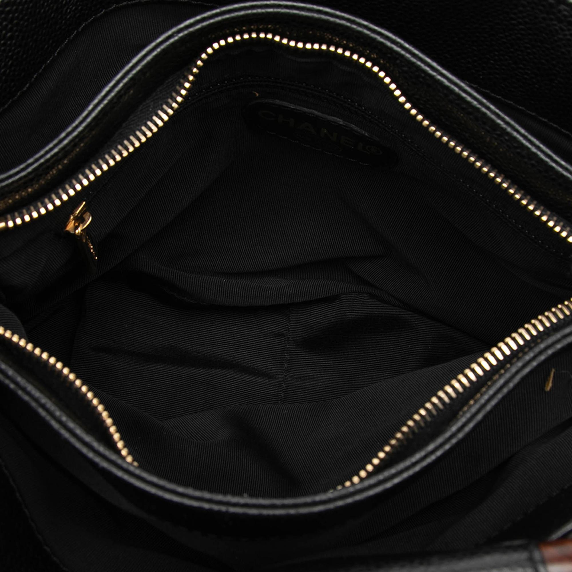 Chanel CC Caviar Wood Top Handle Bag