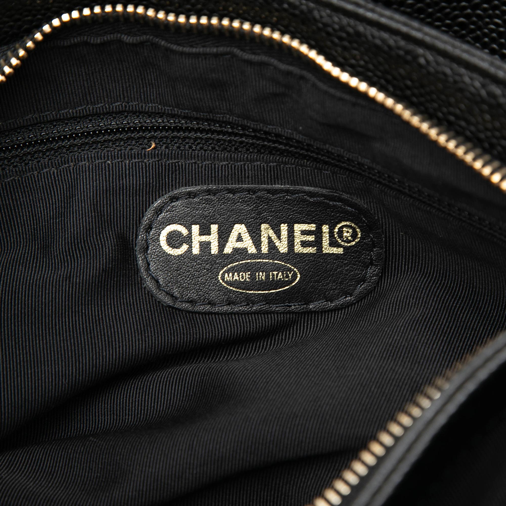 Chanel CC Caviar Wood Top Handle Bag