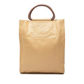 Chanel CC Caviar Wood Top Handle Tote Bag
