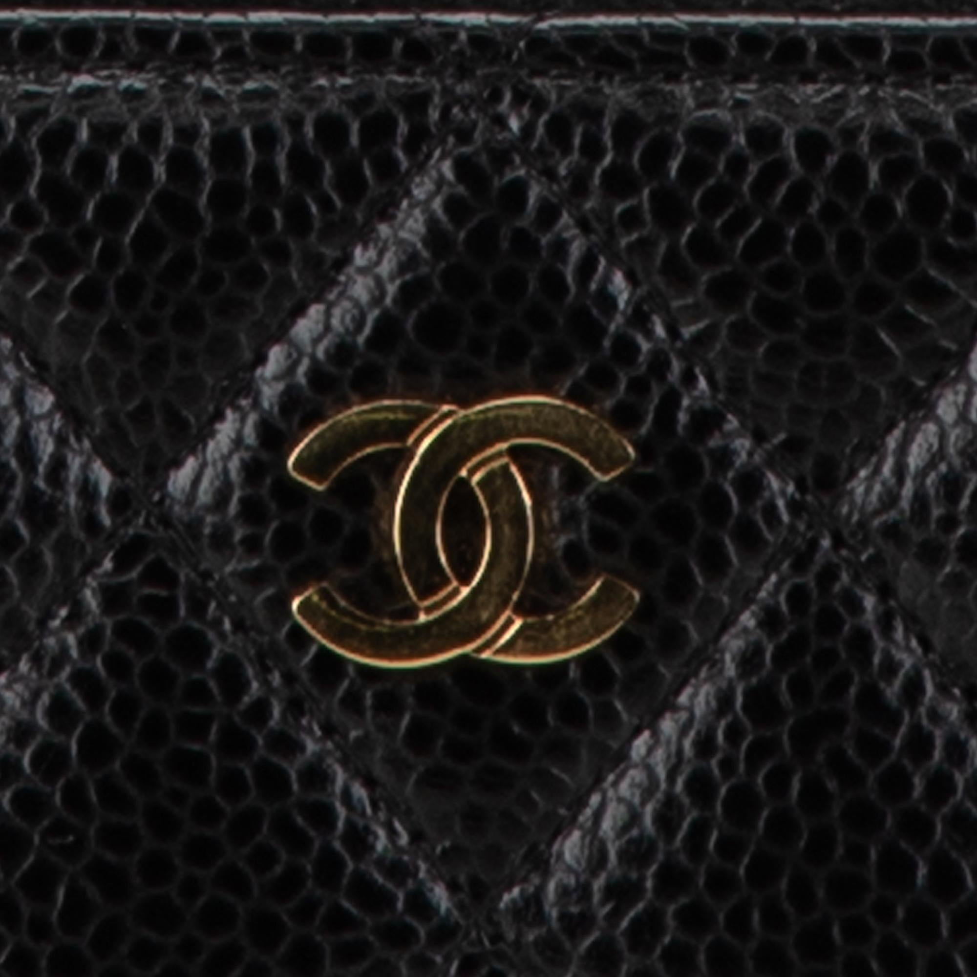 Chanel CC Caviar Zip Around Wallet