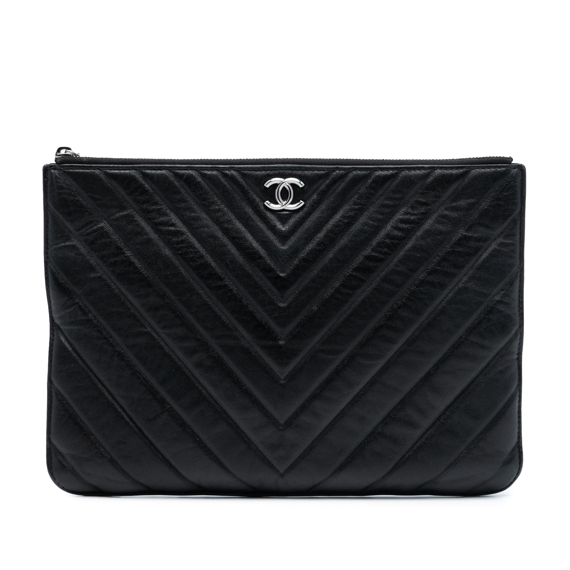 Chanel CC Chevron Calfskin Clutch