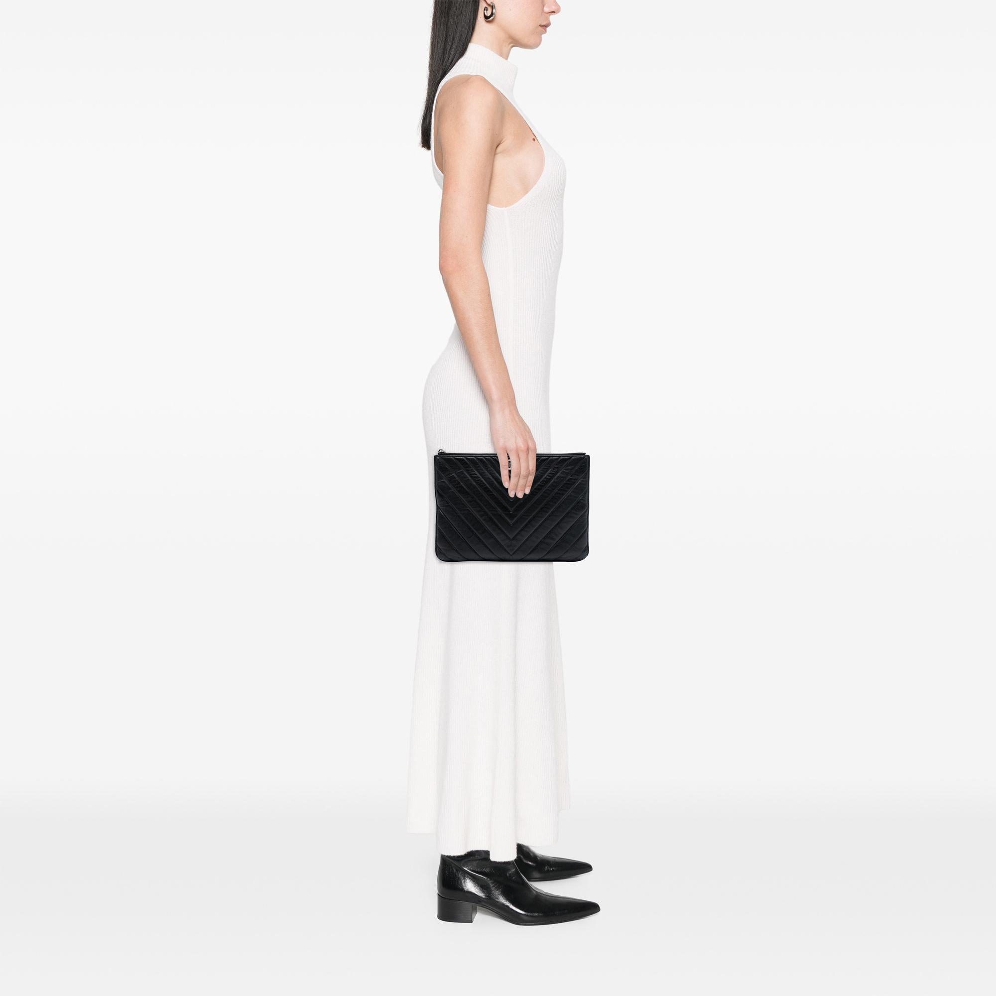 Chanel CC Chevron Calfskin Clutch