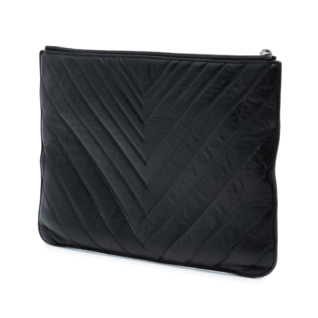 Chanel CC Chevron Calfskin Clutch