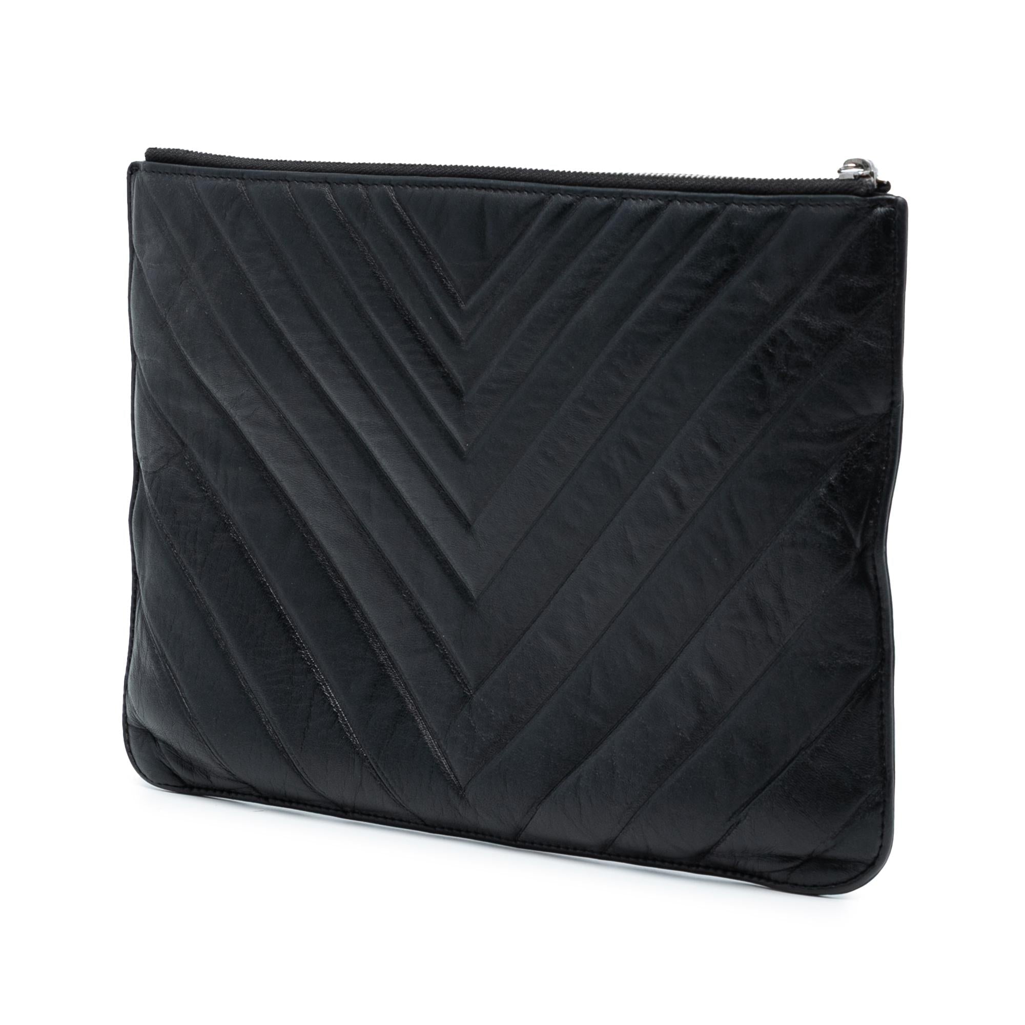Chanel CC Chevron Calfskin Clutch