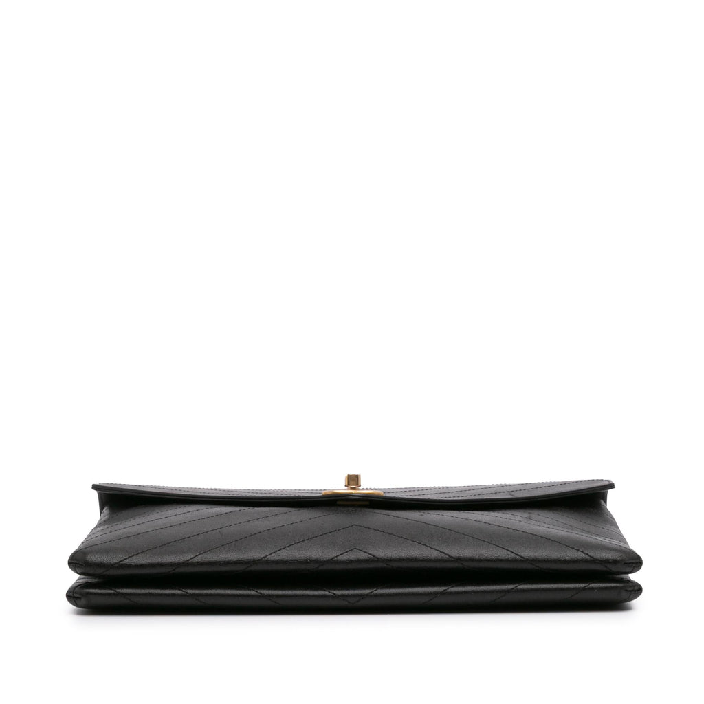Chanel CC Chevron Calfskin Envelope Clutch