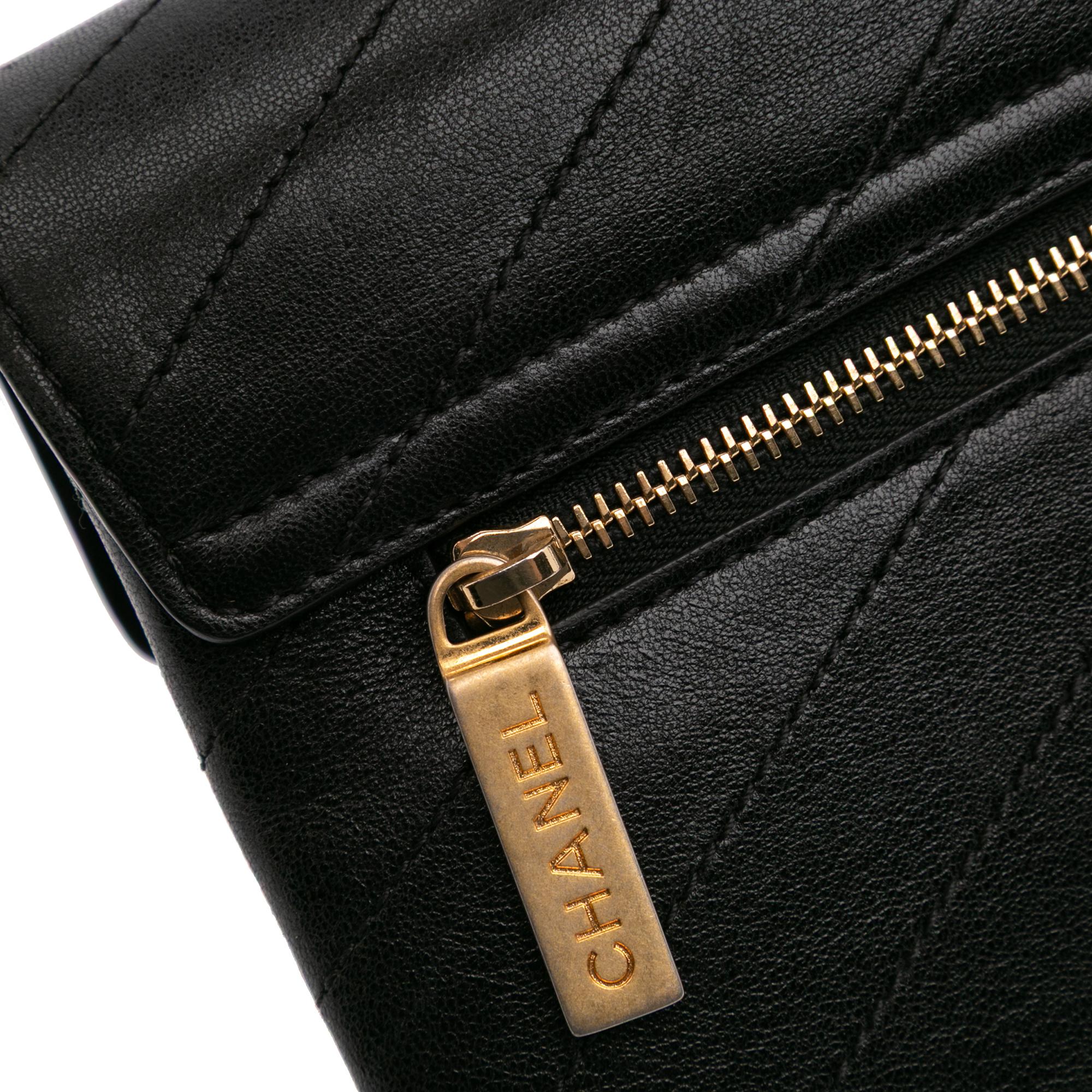 Chanel CC Chevron Calfskin Envelope Clutch