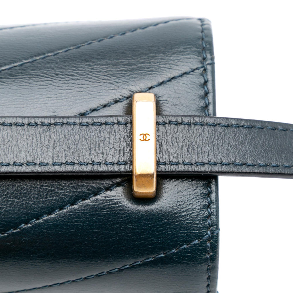 Chanel CC Chevron Calfskin Medal Flap
