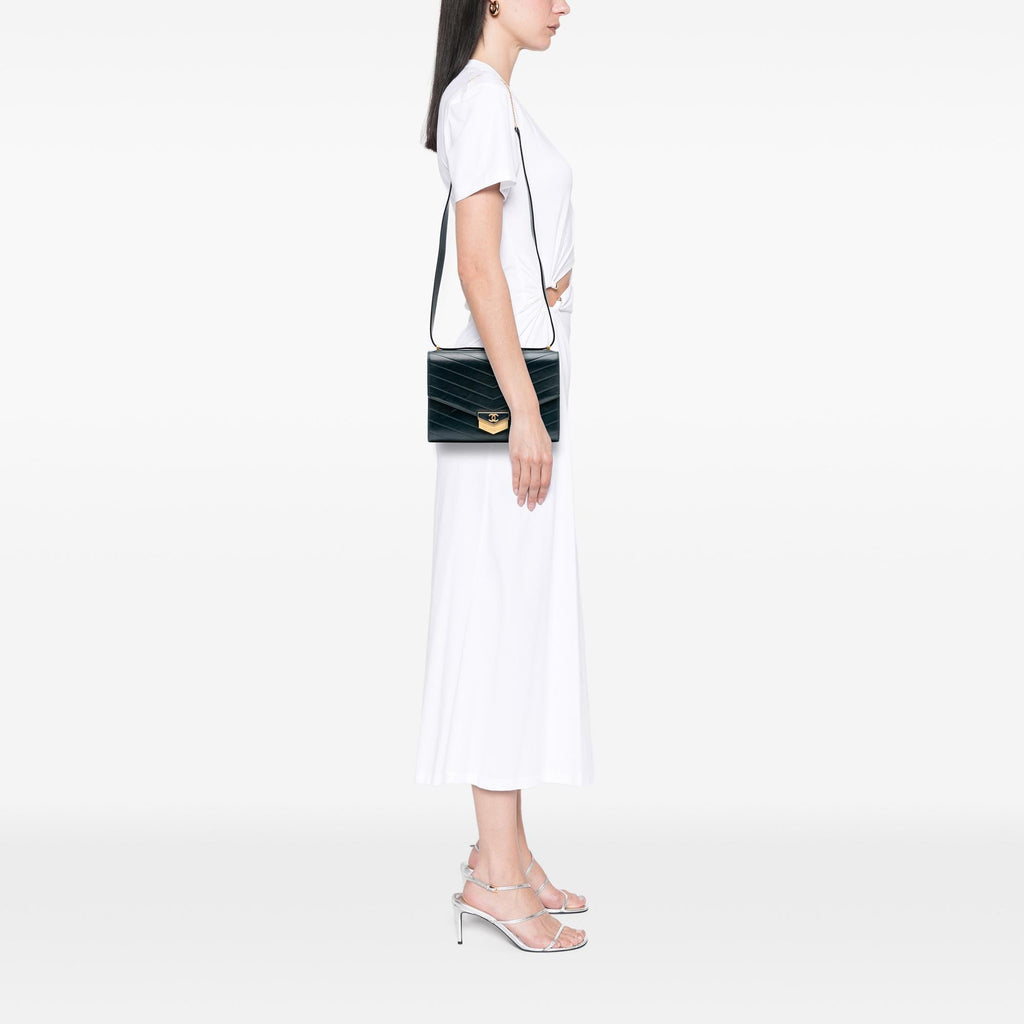 Chanel CC Chevron Calfskin Medal Flap
