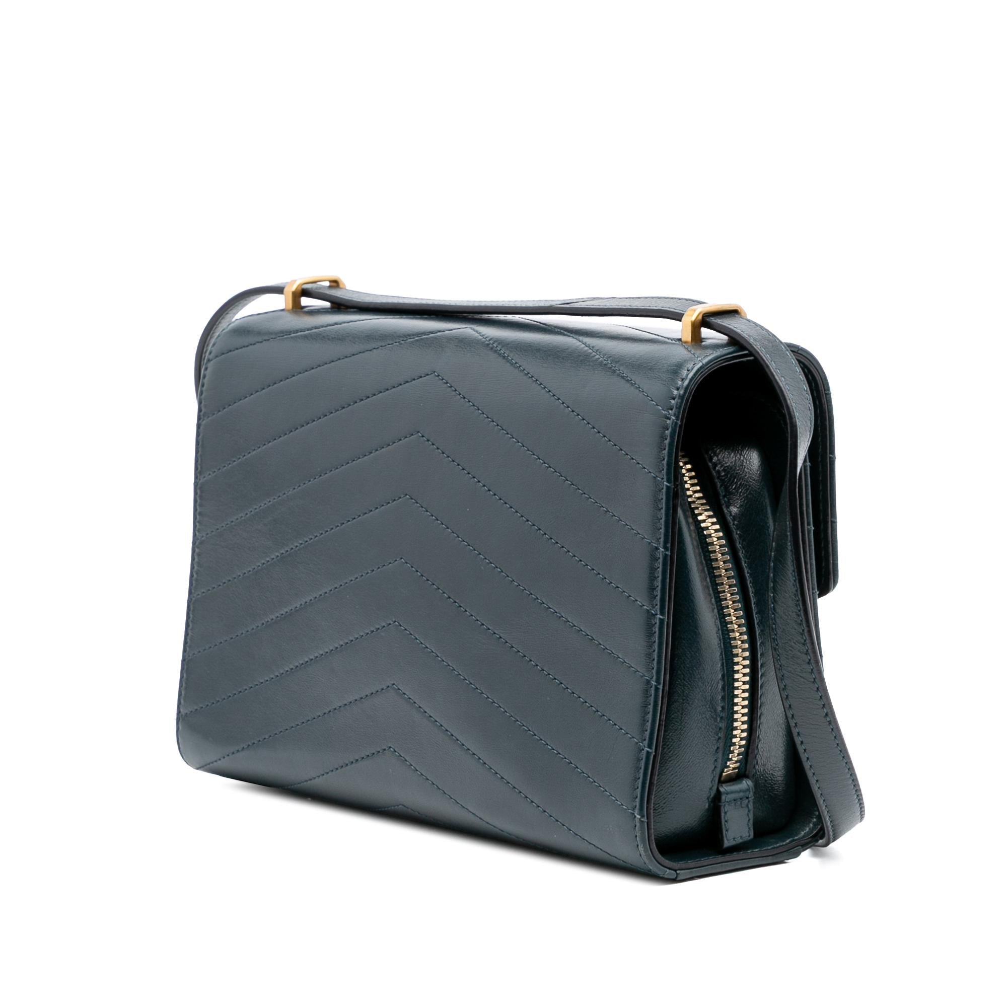 Chanel CC Chevron Calfskin Medal Flap
