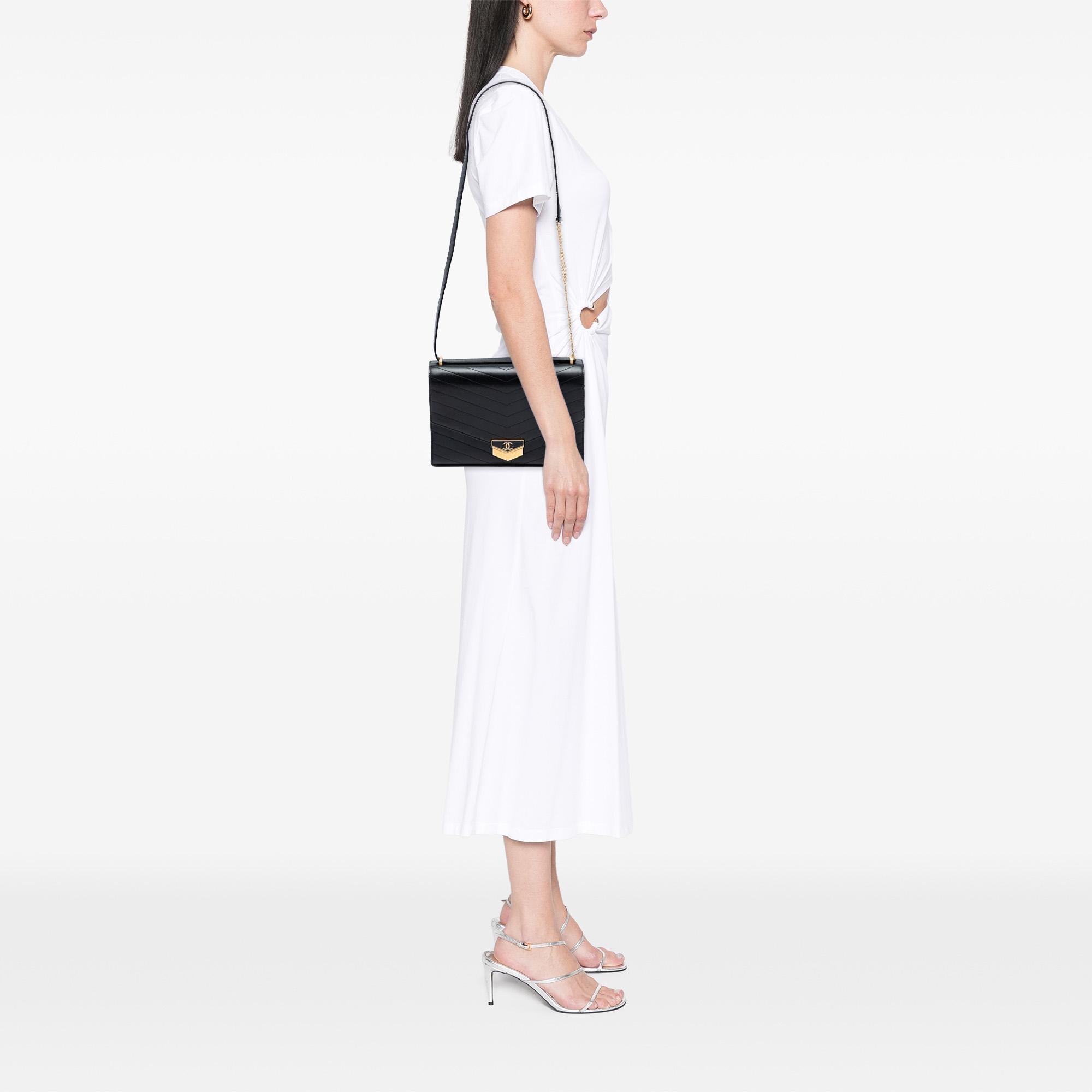 Chanel CC Chevron Calfskin Medal Flap