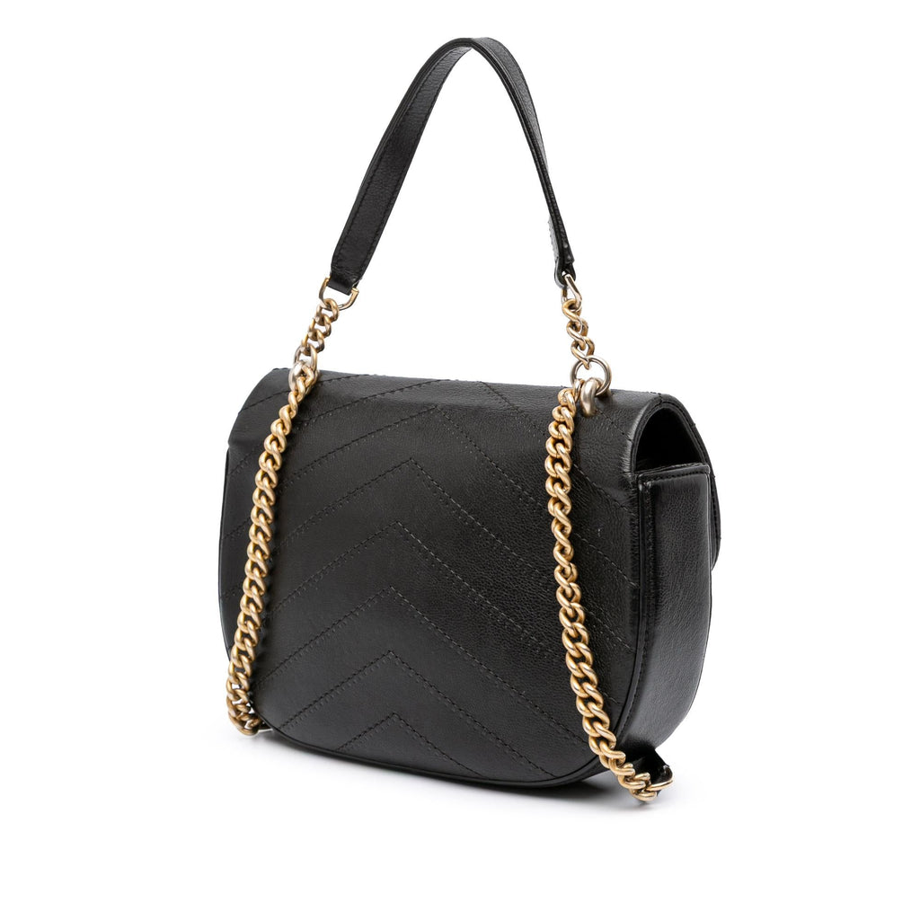 Chanel CC Chevron Calfskin Round Flap Satchel