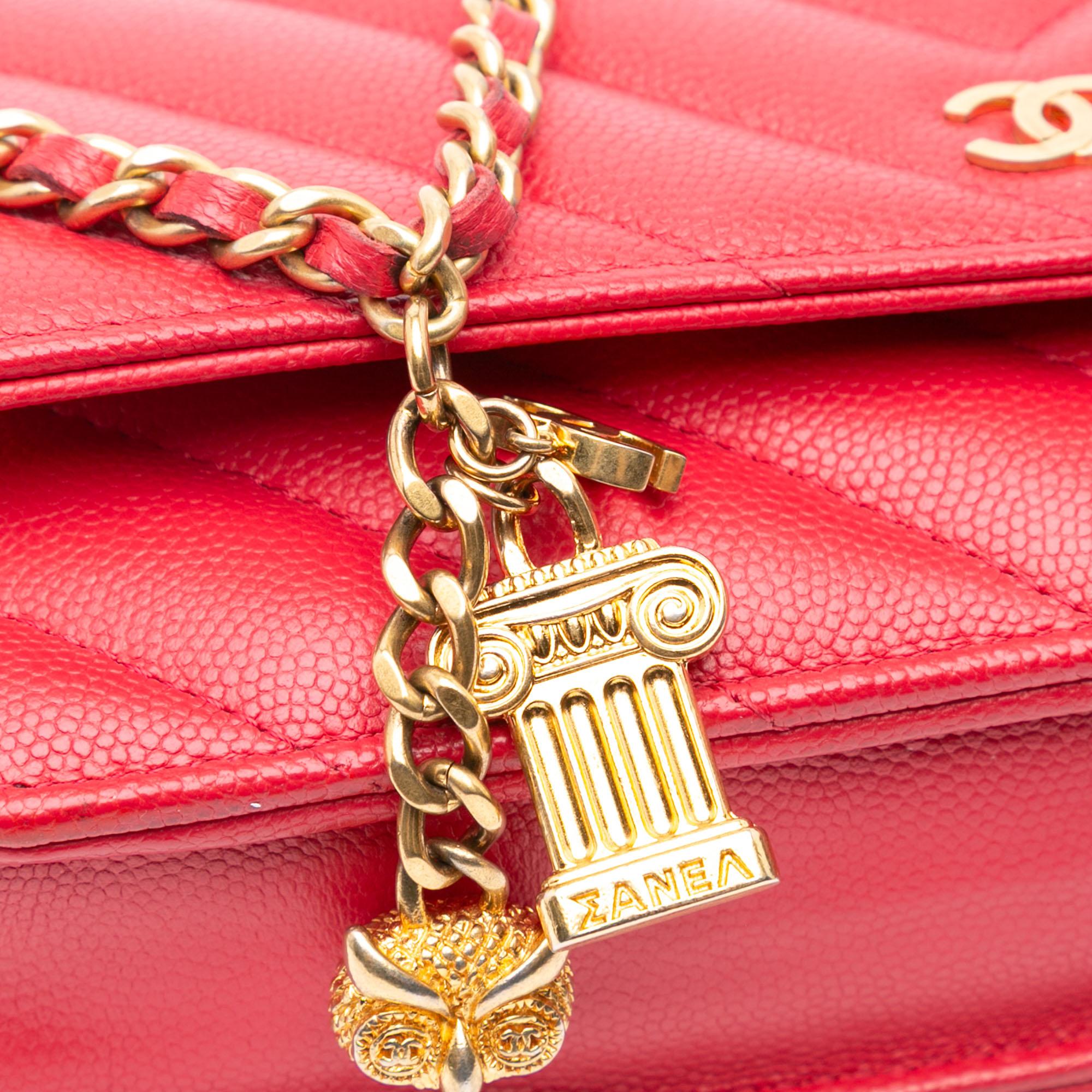 Chanel CC Chevron Caviar Ancient Greek Charms Wallet On Chain