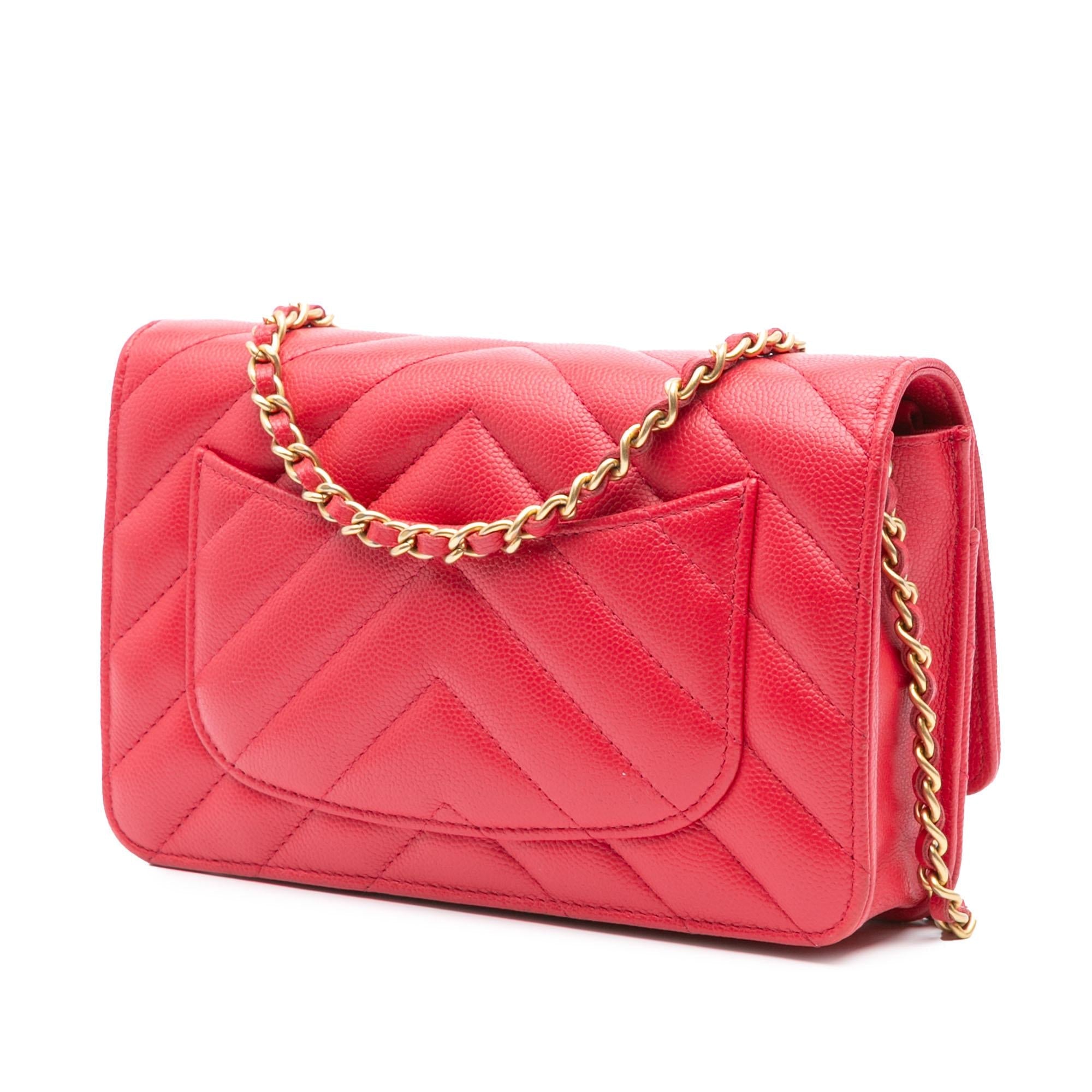 Chanel CC Chevron Caviar Ancient Greek Charms Wallet On Chain