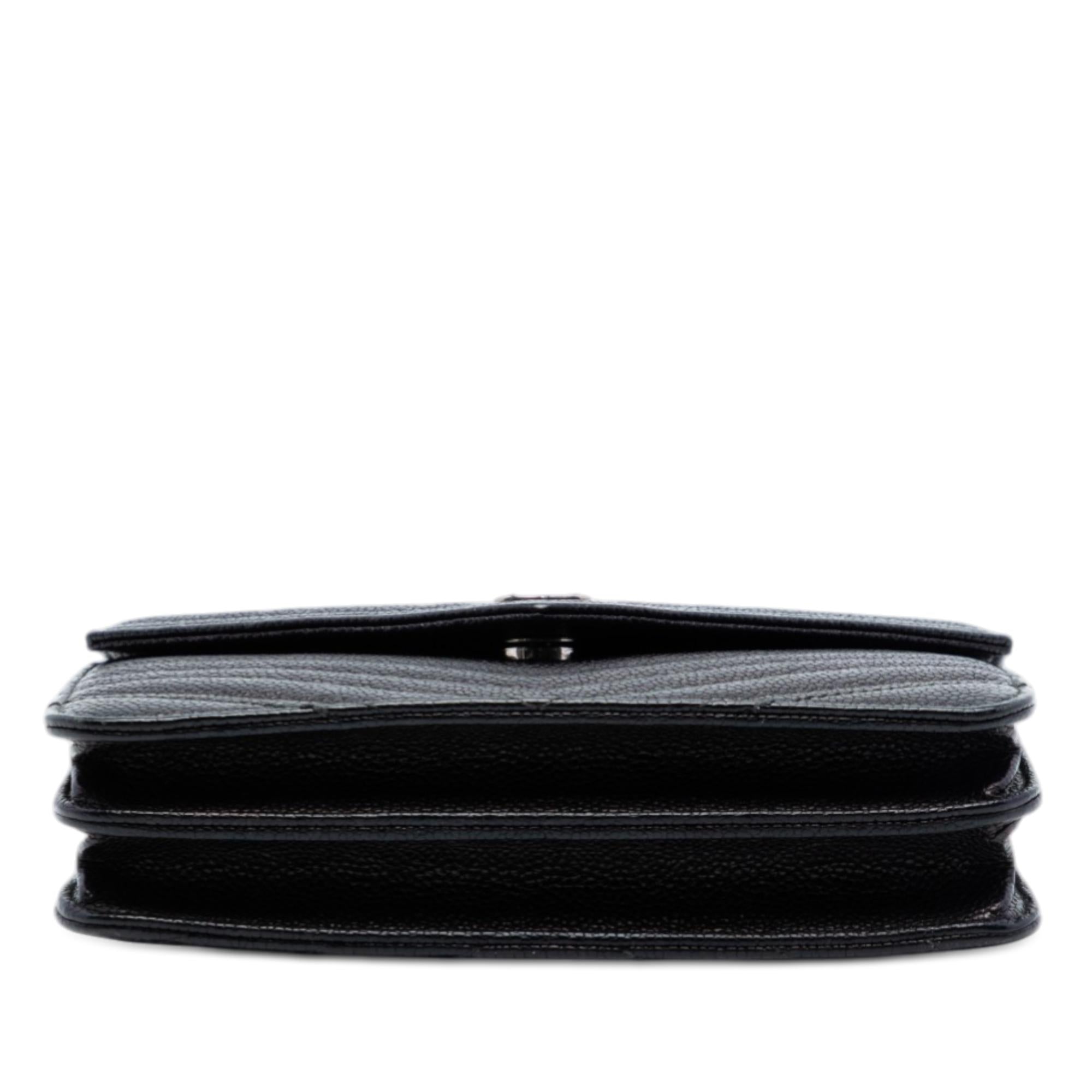 Chanel CC Chevron Caviar Square Wallet On Chain