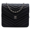 Chanel CC Chevron Caviar Square Wallet On Chain
