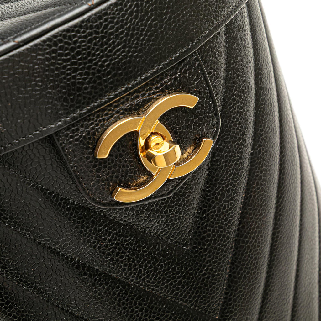 Chanel CC Chevron Caviar Turnlock Vanity Bag