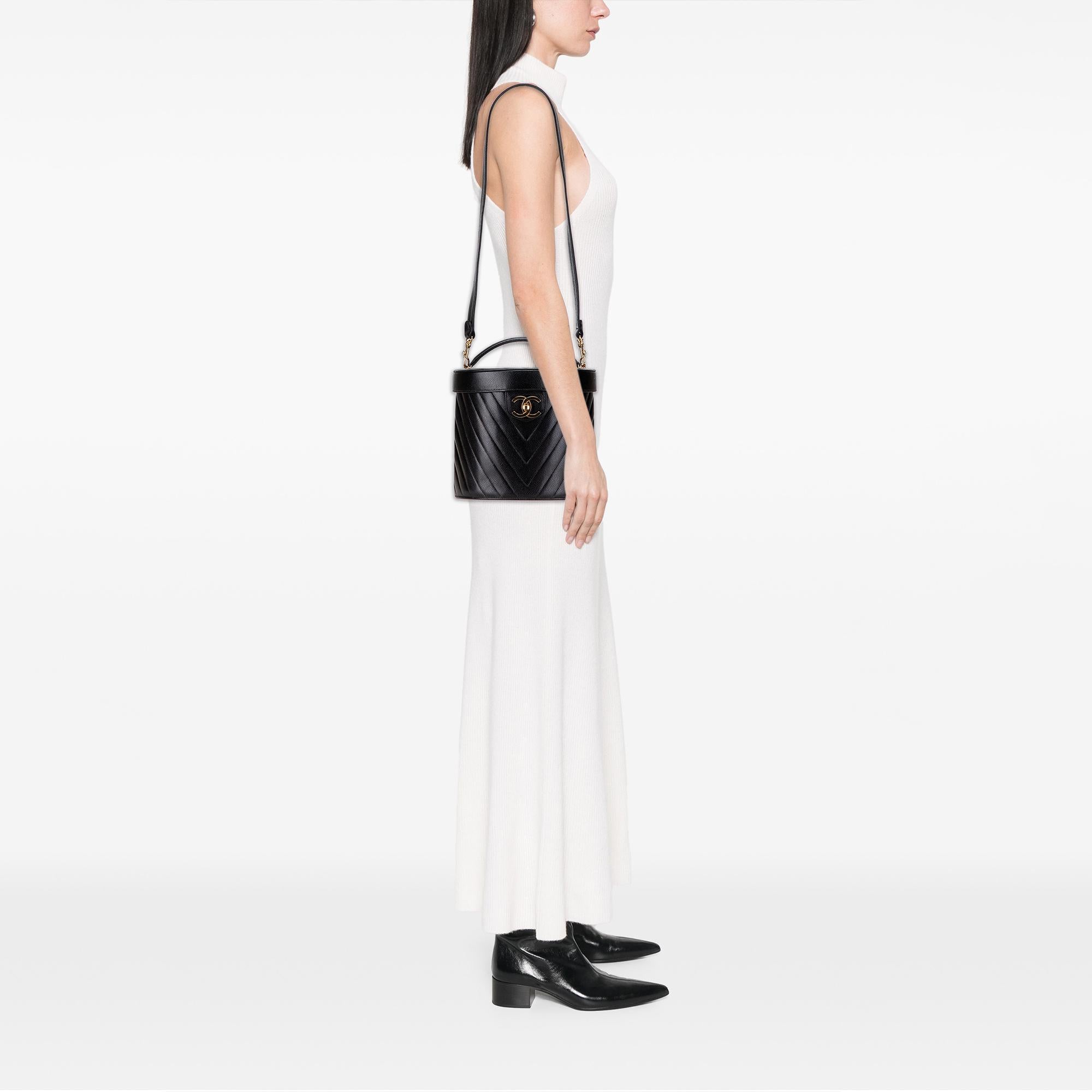 Chanel CC Chevron Caviar Turnlock Vanity Bag