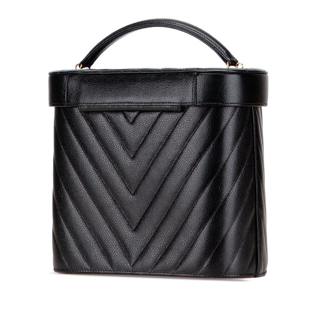 Chanel CC Chevron Caviar Turnlock Vanity Bag