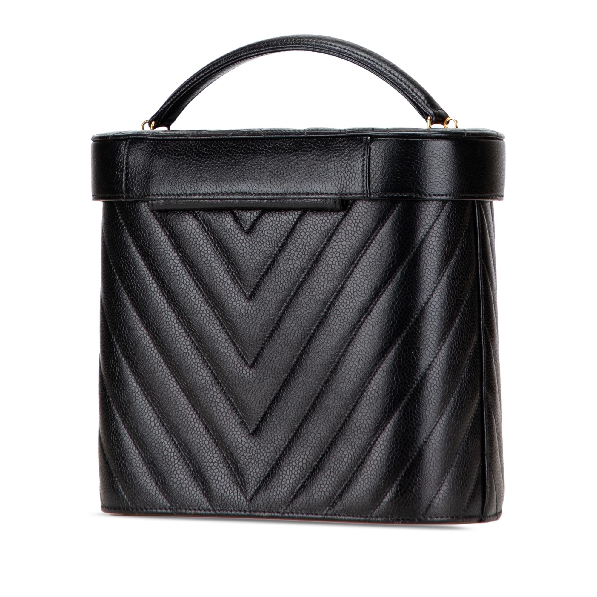 Chanel CC Chevron Caviar Turnlock Vanity Bag
