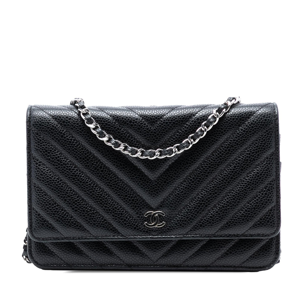Chanel CC Chevron Caviar Wallet On Chain