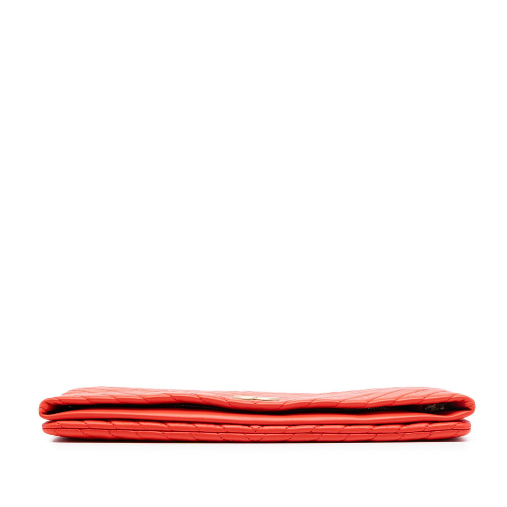 Chanel CC Chevron Lambskin Fold Over Clutch